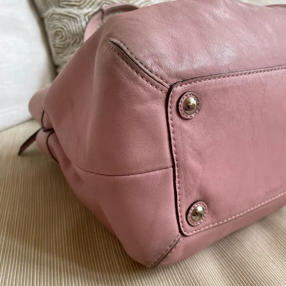 Rare 2009 Coach Soho Pleated Leather Tote F13732 Pink Y2K Shoulder Bag